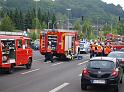 Schwerer Unfall mit Reisebus Lohmar Donrather Dreieck P286